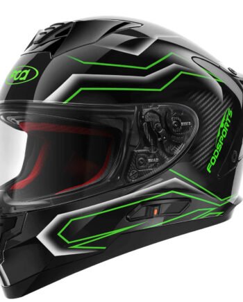 FS 90 DOT Full Face Motorcycle Helmet Black Green